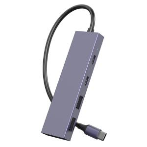 POWERTECH USB hub PTH-110, 4x θυρών, 10Gbps, USB-C σύνδεση, γκρι | Συνοδευτικά PC | elabstore.gr