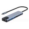 POWERTECH docking station PTH-111, 6 θυρών, USB-C σύνδεση, 100W PD, γκρι | Συνοδευτικά PC | elabstore.gr