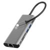 POWERTECH docking station PTH-112, 7 θυρών, USB-C σύνδεση, 100W PD, γκρι | Συνοδευτικά PC | elabstore.gr