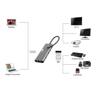 POWERTECH docking station PTH-112, 7 θυρών, USB-C σύνδεση, 100W PD, γκρι | Συνοδευτικά PC | elabstore.gr
