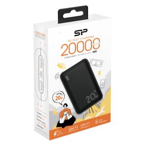 SILICON POWER power bank QS58, 1x USB-C & 2x USB, 20000mAh, 20W, μαύρο | Αξεσουάρ κινητών | elabstore.gr