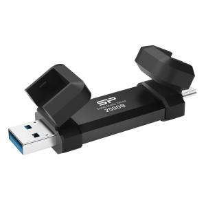 SILICON POWER USB Flash Drive DS72, USB/USB-C, 250GB 1050/850MBps, μαύρο | Συνοδευτικά PC | elabstore.gr