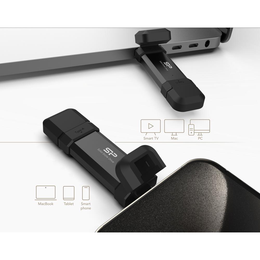 SILICON POWER USB Flash Drive DS72, USB/USB-C, 500GB 1050/850MBps, μαύρο | eLabstore.gr SILICON POWER USB Flash Drive DS72, USB/USB-C, 500GB 1050/850MBps, μαύρο | Συνοδευτικά PC | elabstore.gr