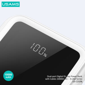 USAMS power bank US-CD194 με καλώδια, 5x έξοδοι, 10000mAh, 10W, μαύρο | Αξεσουάρ κινητών | elabstore.gr