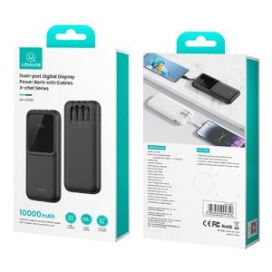 USAMS power bank US-CD194 με καλώδια, 5x έξοδοι, 10000mAh, 10W, μαύρο | eLabstore.gr