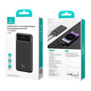 USAMS power bank US-CD197, 3x θύρες εξόδου, 10000mAh, 20W, μαύρο | Αξεσουάρ κινητών | elabstore.gr