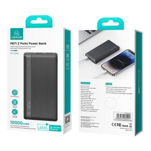 USAMS power bank US-CD205, 2x USB θύρες εξόδου, 10000mAh, 10W, μαύρο | Αξεσουάρ κινητών | elabstore.gr