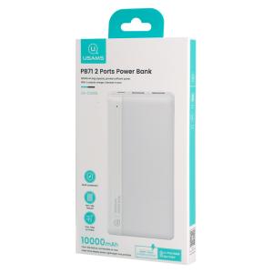 USAMS power bank US-CD205, 2x USB θύρες εξόδου, 10000mAh, 10W, λευκό | Αξεσουάρ κινητών | elabstore.gr