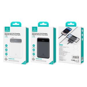 USAMS power bank US-CD214, 2x έξοδοι, wireless, 10000mAh, 20W, μαύρο | Αξεσουάρ κινητών | elabstore.gr