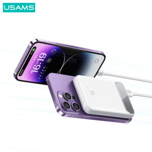 USAMS power bank US-CD214, 2x έξοδοι, wireless, 10000mAh, 20W, λευκό | Αξεσουάρ κινητών | elabstore.gr