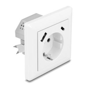 DELOCK πρίζα τοίχου 11499 με θύρες φόρτισης USB & USB-C, 18W PD, λευκή | Εργαλεία | elabstore.gr