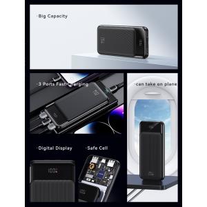 USAMS power bank US-CD201, 3x θύρες εξόδου, 30000mAh, 20W, μαύρο | Αξεσουάρ κινητών | elabstore.gr