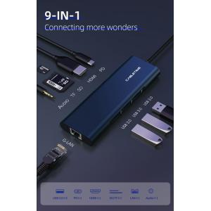 CABLETIME docking station CT-CMHD91, 9 θυρών, USB-C, 4K, 100W, μπλε | Συνοδευτικά PC | elabstore.gr