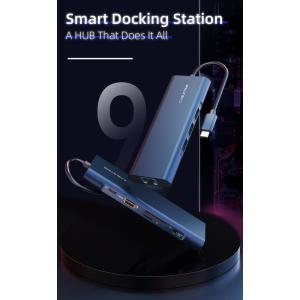 CABLETIME docking station CT-CMHD91, 9 θυρών, USB-C, 4K, 100W, μπλε | Συνοδευτικά PC | elabstore.gr