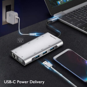 CABLETIME docking station CT-CMHD101, 10 θυρών, USB-C, 4K, 100W, γκρι | Συνοδευτικά PC | elabstore.gr