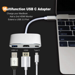 CABLETIME docking station CT-CMHD31, 3 θυρών, USB-C, 60W PD, 4K, ασημί | Συνοδευτικά PC | elabstore.gr