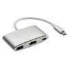 CABLETIME docking station CT-CMHD31, 3 θυρών, USB-C, 60W PD, 4K, ασημί | Συνοδευτικά PC | elabstore.gr