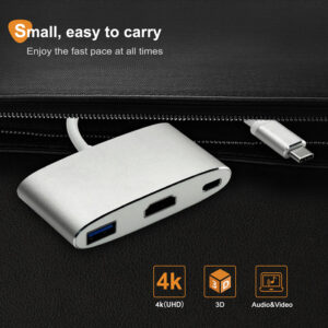 CABLETIME docking station CT-CMHD31, 3 θυρών, USB-C, 60W PD, 4K, ασημί | Συνοδευτικά PC | elabstore.gr