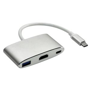 CABLETIME docking station CT-CMHD31, 3 θυρών, USB-C, 60W PD, 4K, ασημί | Συνοδευτικά PC | elabstore.gr