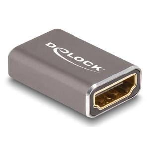 DELOCK αντάπτορας HDMI 60078 με Ethernet, 8K/60Hz, μεταλλικός, γκρι | Καλώδια - Αντάπτορες | elabstore.gr