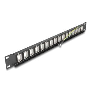 DELOCK Keystone patch panel 66758, 19"/1U, 16x ports, μαύρο | Εξοπλισμός IT | elabstore.gr