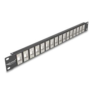 DELOCK Keystone patch panel 66758, 19"/1U, 16x ports, μαύρο | Εξοπλισμός IT | elabstore.gr