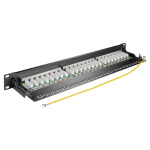 GOOBAY patch panel 90854, 19"/1U, 24x ports, CAT 6a STP, μαύρo | Εξοπλισμός IT | elabstore.gr