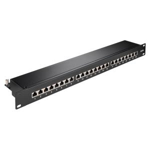 GOOBAY patch panel 90854, 19"/1U, 24x ports, CAT 6a STP, μαύρo | Εξοπλισμός IT | elabstore.gr