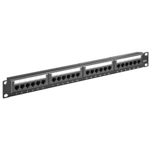 GOOBAY patch panel 93866 19"/1U, 24x ports, CAT 6 UTP, μαύρo | Εξοπλισμός IT | elabstore.gr