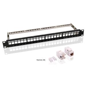 GOOBAY Keystone patch panel 95336 με 24 modules, 19"/1U, 24 ports, μαύρo | Εξοπλισμός IT | elabstore.gr