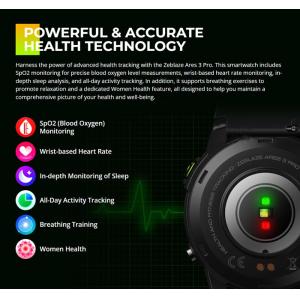 ZEBLAZE smartwatch Ares 3 Pro, heart rate, 1.43" AMOLED, IP68, μαύρο | Mobile Συσκευές | elabstore.gr