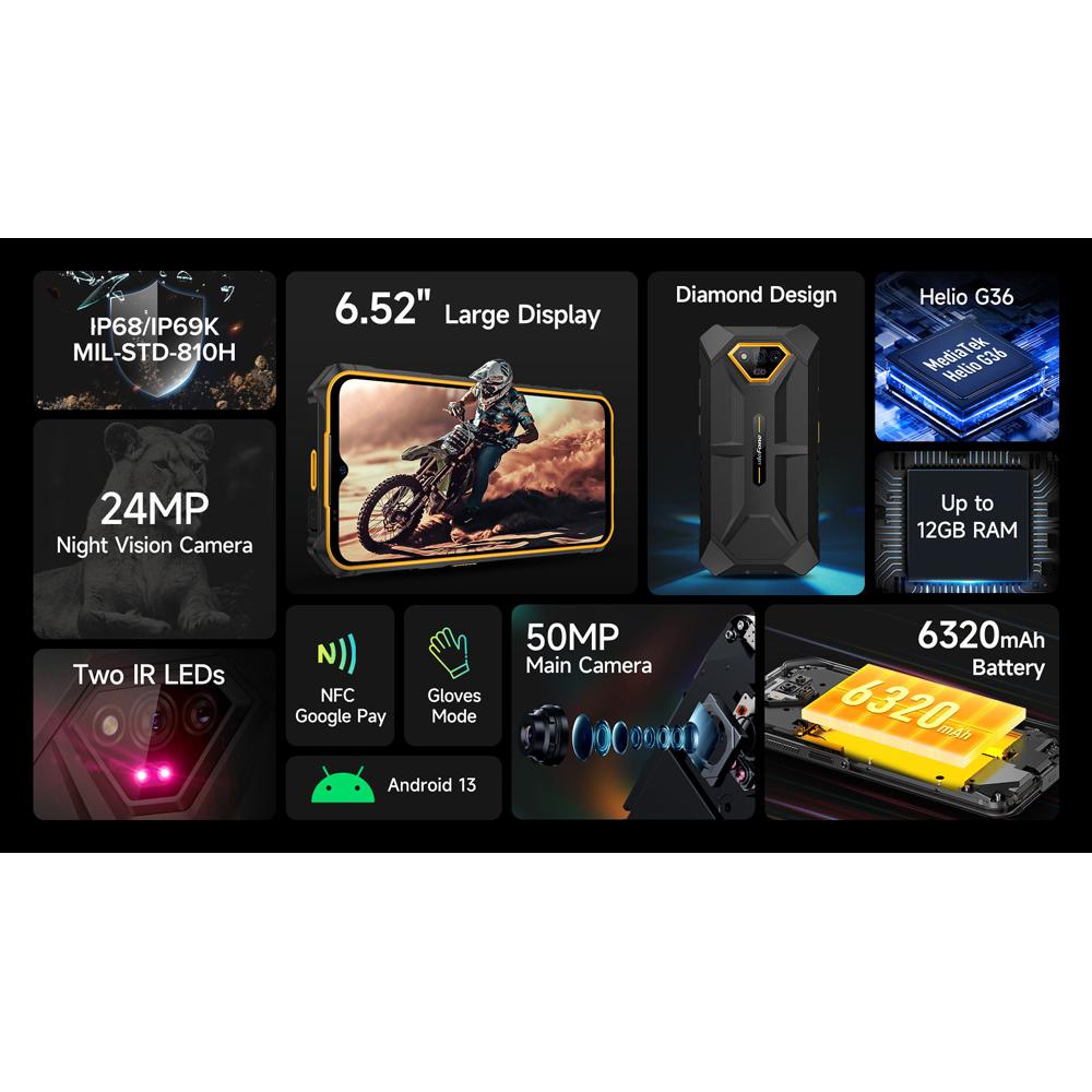 ULEFONE smartphone Armor X13, 6.52", 6GB, 64GB, 6320mAh, μαύρο | eLabstore.gr ULEFONE smartphone Armor X13, 6.52", 6GB, 64GB, 6320mAh, μαύρο | Mobile Συσκευές | elabstore.gr
