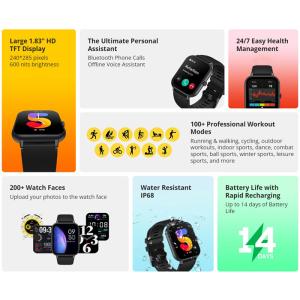 ZEBLAZE smartwatch Btalk Lite, heart rate, 1.83" TFT, IP68, μαύρο | Mobile Συσκευές | elabstore.gr