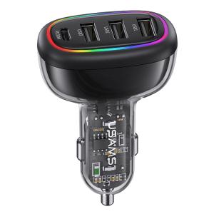 USAMS φορτιστής αυτοκινήτου US-CC170, 3x USB & 1x USB-C, 48W, PD, μαύρος | Αξεσουάρ κινητών | elabstore.gr