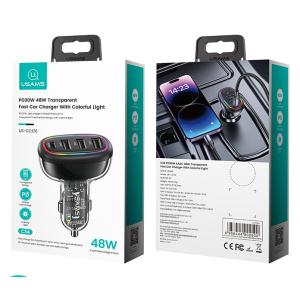 USAMS φορτιστής αυτοκινήτου US-CC170, 3x USB & 1x USB-C, 48W, PD, μαύρος | Αξεσουάρ κινητών | elabstore.gr