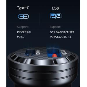 USAMS φορτιστής αυτοκινήτου US-CC175, USB & USB-C, 45W, QC & PD, μαύρος | Αξεσουάρ κινητών | elabstore.gr