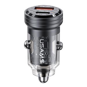 USAMS φορτιστής αυτοκινήτου US-CC175, USB & USB-C, 45W, QC & PD, μαύρος | Αξεσουάρ κινητών | elabstore.gr