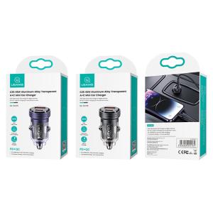 USAMS φορτιστής αυτοκινήτου US-CC175, USB & USB-C, 45W, QC & PD, μαύρος | eLabstore.gr