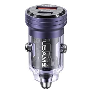 USAMS φορτιστής αυτοκινήτου US-CC175, USB & USB-C, 45W, QC & PD, μωβ | Αξεσουάρ κινητών | elabstore.gr