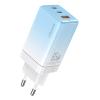 USAMS φορτιστής τοίχου US-CC180, USB & 2x USB-C, 65W PD, GaN, μπλε | Αξεσουάρ κινητών | elabstore.gr