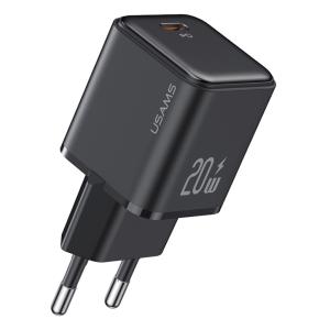 USAMS φορτιστής τοίχου US-CC183, USB-C θύρα εξόδου, 20W PD, μαύρος | Αξεσουάρ κινητών | elabstore.gr