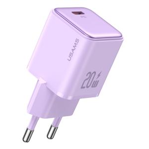 USAMS φορτιστής τοίχου US-CC183, USB-C θύρα εξόδου, 20W PD, μωβ | Αξεσουάρ κινητών | elabstore.gr