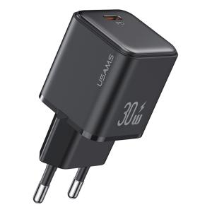 USAMS φορτιστής τοίχου US-CC186, USB-C θύρα εξόδου, 30W PD, μαύρος | Αξεσουάρ κινητών | elabstore.gr