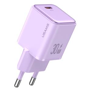 USAMS φορτιστής τοίχου US-CC186, USB-C θύρα εξόδου, 30W PD, μωβ | Αξεσουάρ κινητών | elabstore.gr