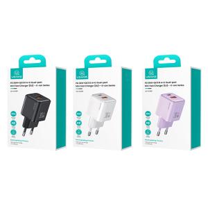 USAMS φορτιστής τοίχου US-CC189, USB & USB-C, 30W PD, μαύρος | Αξεσουάρ κινητών | elabstore.gr