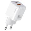 USAMS φορτιστής τοίχου US-CC189, USB & USB-C, 30W PD, λευκός | Αξεσουάρ κινητών | elabstore.gr