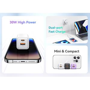 USAMS φορτιστής τοίχου US-CC189, USB & USB-C, 30W PD, λευκός | Αξεσουάρ κινητών | elabstore.gr