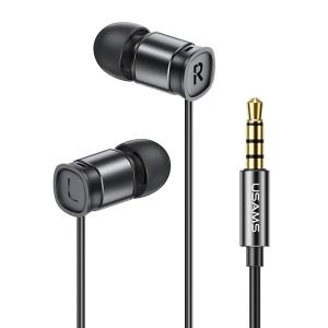 USAMS earphones με μικρόφωνο EP-46, 3.5mm, 1.2m, μαύρα | Αξεσουάρ κινητών | elabstore.gr