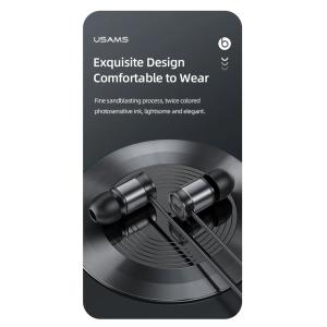 USAMS earphones με μικρόφωνο EP-46, 3.5mm, 1.2m, μαύρα | Αξεσουάρ κινητών | elabstore.gr