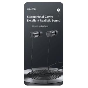 USAMS earphones με μικρόφωνο EP-46, 3.5mm, 1.2m, μαύρα | Αξεσουάρ κινητών | elabstore.gr